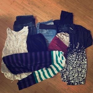 Maternity Lot L/XL 5 pants 3 tops